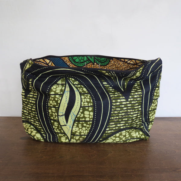 Olive & Neutral African Wax Print Clutch