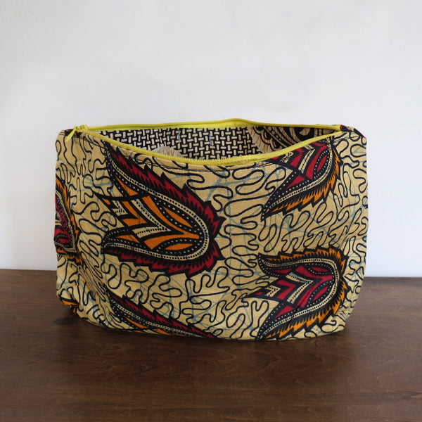 Red, Orange & Pale African Wax Print Clutch