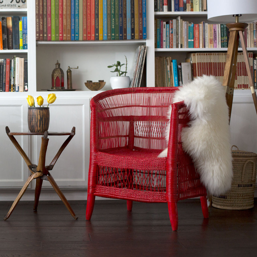 Set of 4 Woven Malawi Chairs - Cherry Red or mix & match