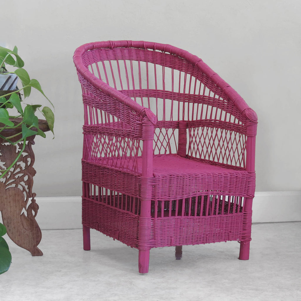 Kid's Woven Malawi Chair - Hot Pink