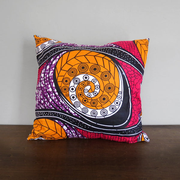 Pink & Orange African Wax Print Pillow